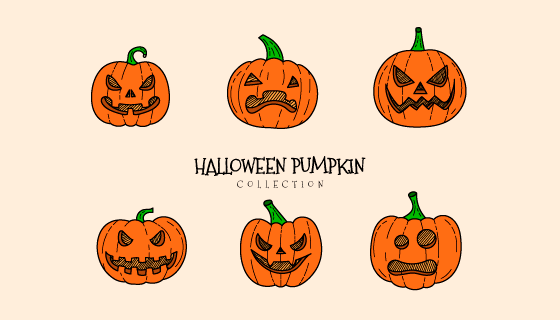 手绘万圣节南瓜矢量素材(EPS/AI/PNG)