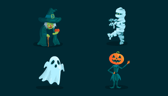 万圣节人物矢量素材(EPS/AI)