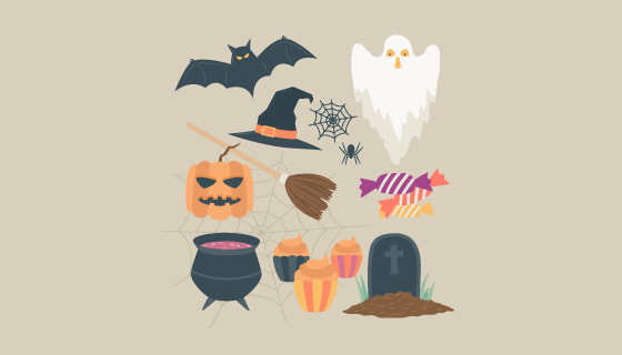 万圣节元素矢量素材(EPS/AI/PNG)