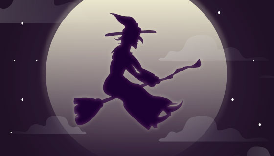 女巫师剪影矢量素材(EPS/AI)