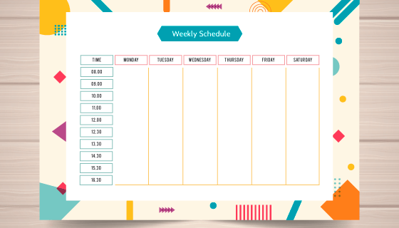 多彩的每周计划表矢量素材(EPS/AI)