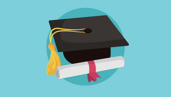 扁平学士帽设计毕业矢量素材(EPS/AI)