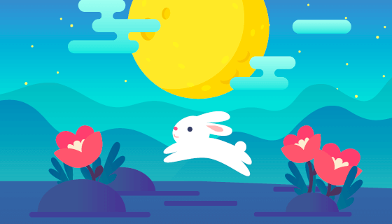 扁平创意中秋节背景矢量素材(EPS/AI)