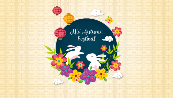 传统中秋节背景矢量素材(EPS/AI)
