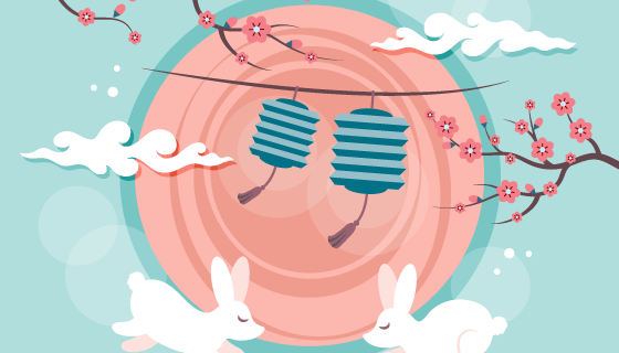 创意中秋节背景矢量素材(EPS/AI)