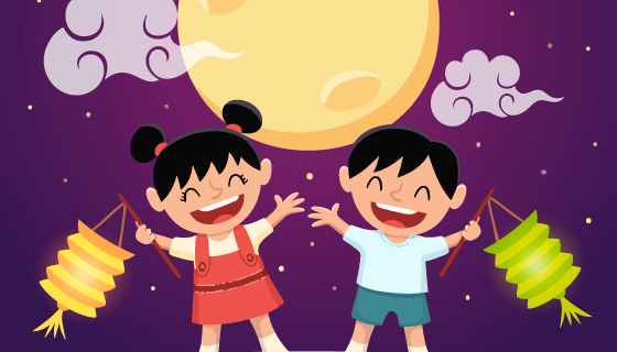 创意快乐中秋节背景矢量素材(EPS/AI)