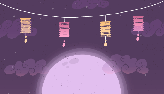手绘创意中秋节背景矢量素材(EPS/AI)