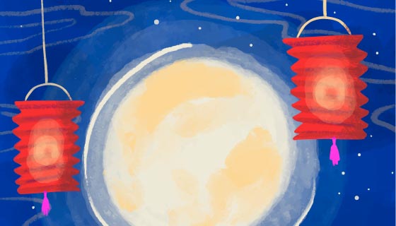 手绘创意中秋节背景矢量素材(EPS/AI)