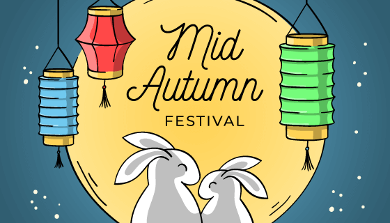 手绘创意中秋节背景矢量素材(EPS/AI)