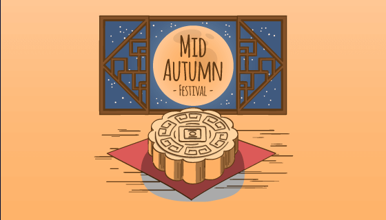 手绘创意中秋节背景矢量素材(EPS/AI)