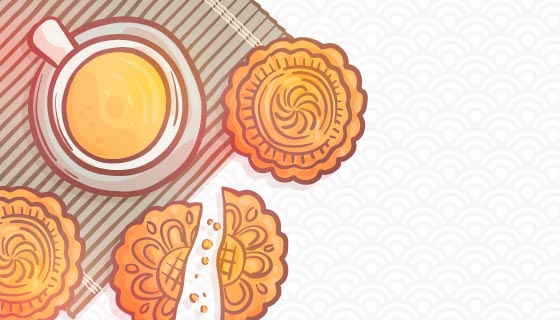 手绘中秋节月饼矢量素材(EPS/AI)