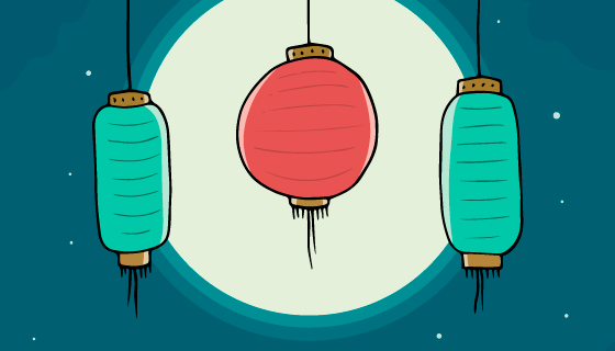 手绘创意中秋节背景矢量素材(EPS/AI)