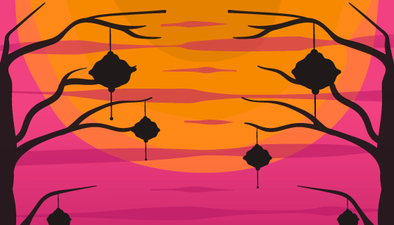 手绘创意中秋节背景矢量素材(EPS/AI)