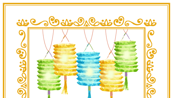 多彩灯笼中秋节背景矢量素材(EPS/AI)