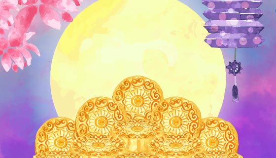 水彩风格中秋节背景矢量素材(EPS/AI)