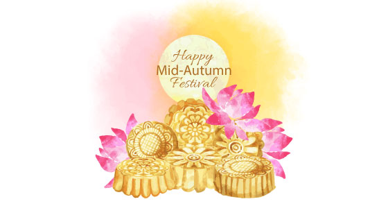 水彩风格中秋节背景矢量素材(EPS/AI)