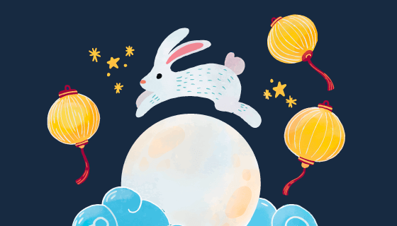 水彩风格中秋节背景矢量素材(EPS/AI)