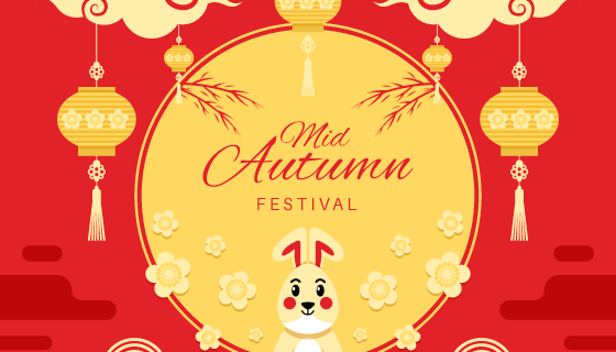 扁平风格中秋节背景矢量素材(EPS/AI)