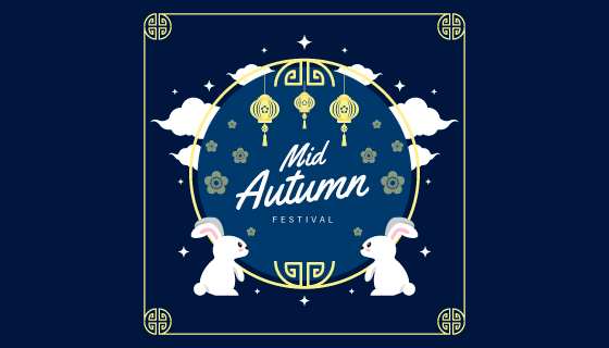 扁平风格中秋节背景矢量素材(EPS/AI)