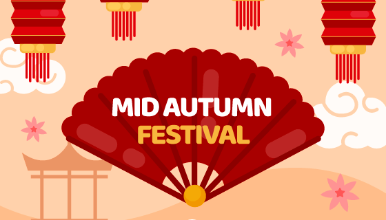 扁平风格中秋节背景矢量素材(EPS/AI)
