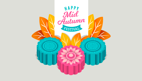 彩色月饼中秋节背景矢量素材(AI/EPS)