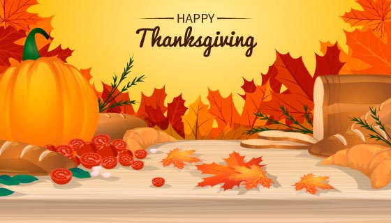 逼真的感恩节背景矢量素材(EPS/AI)