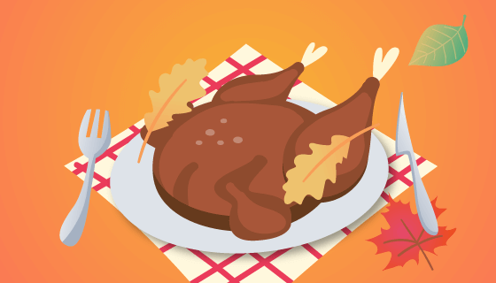 美味鸡肉感恩节背景矢量素材(EPS/AI)