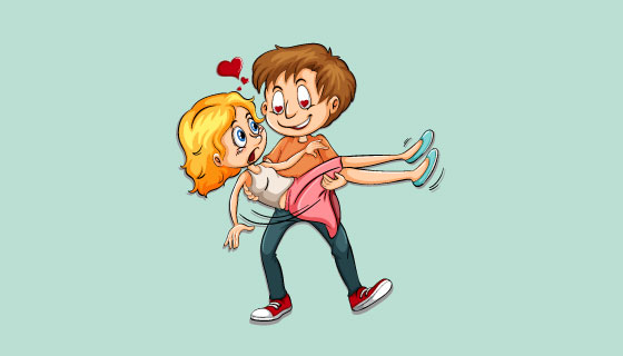 一男子抱着一女子矢量素材(EPS/AI/PNG)