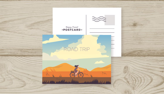 旅游题材明信片矢量素材(EPS/AI)