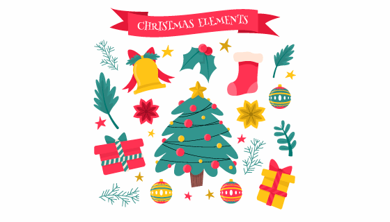 可爱的圣诞节元素矢量素材(EPS/AI/PNG)