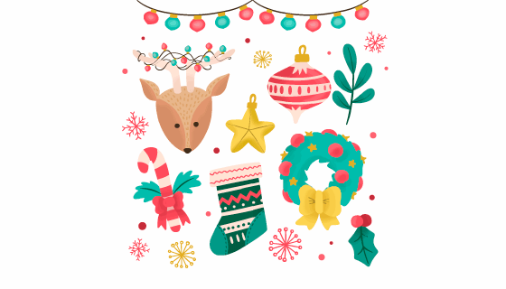 可爱的圣诞节元素矢量素材(EPS/AI/PNG)