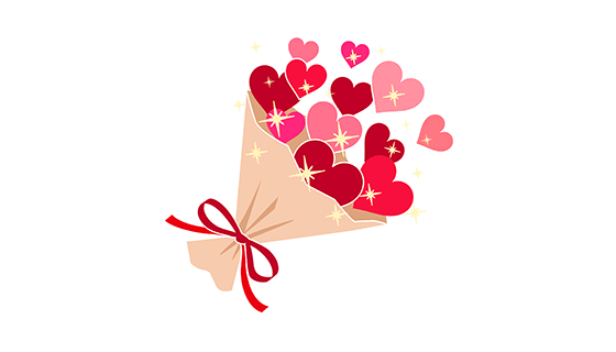 红色爱心花束(PNG)