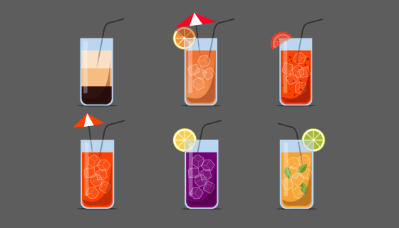 扁平风格的鸡尾酒矢量素材(EPS/AI/PNG)