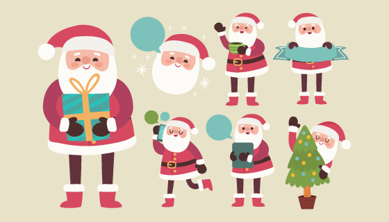 可爱的圣诞老人矢量素材(EPS/PNG)