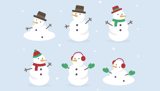 可爱的雪人矢量素材(EPS/AI/PNG)