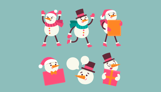 可爱的雪人矢量素材(EPS/AI/PNG)