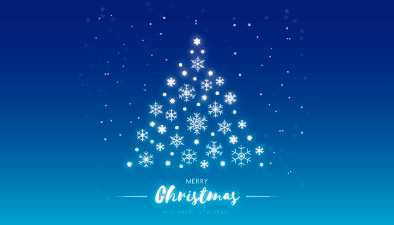 可爱雪花圣诞树矢量素材(EPS/AI)