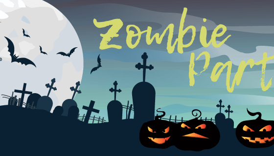 墓地城堡南瓜万圣节banner矢量素材(EPS)