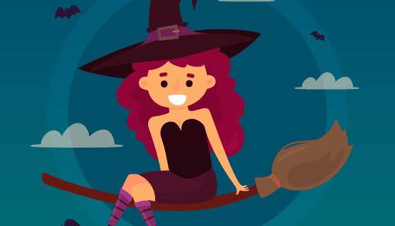 可爱的万圣节女巫矢量素材(EPS/AI)