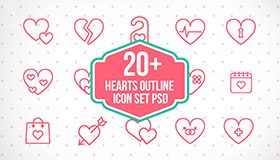 23个心型线性图标(PSD)