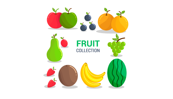 扁平风格新鲜水果矢量素材(EPS/AI/PNG)