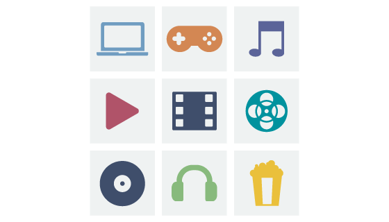 扁平风格娱乐类图标矢量素材(EPS/PNG)