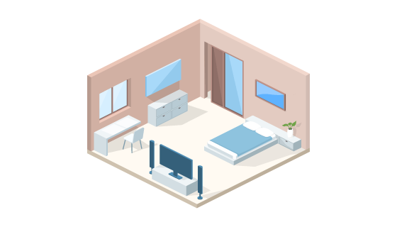 卧室内部截面矢量素材(EPS/PNG)