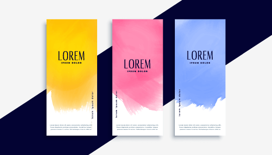 可爱的彩色水彩横幅矢量素材(EPS)