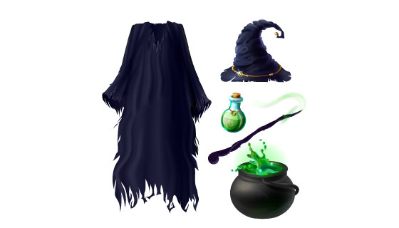 万圣节女巫服饰矢量素材(EPS)