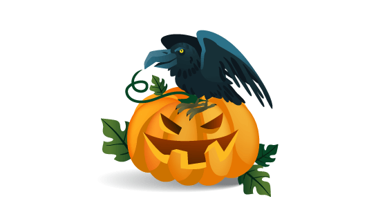 微笑的南瓜和乌鸦矢量素材(EPS/PNG)