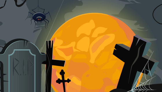 月亮墓地万圣节背景矢量素材(EPS)