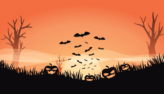 鬼魅南瓜万圣节背景设计矢量素材(EPS/AI)