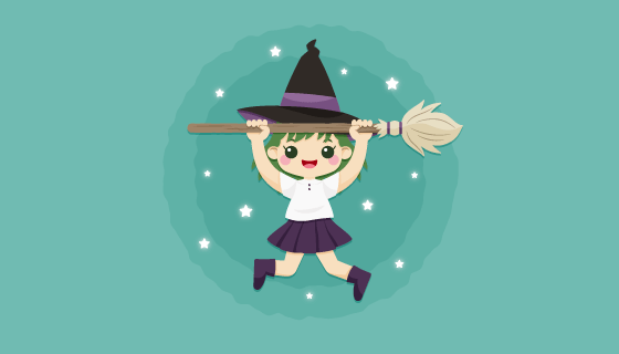 可爱的万圣节女巫矢量素材(EPS/AI/PNG)