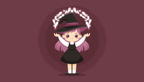 可爱的万圣节女巫矢量素材(EPS/AI)